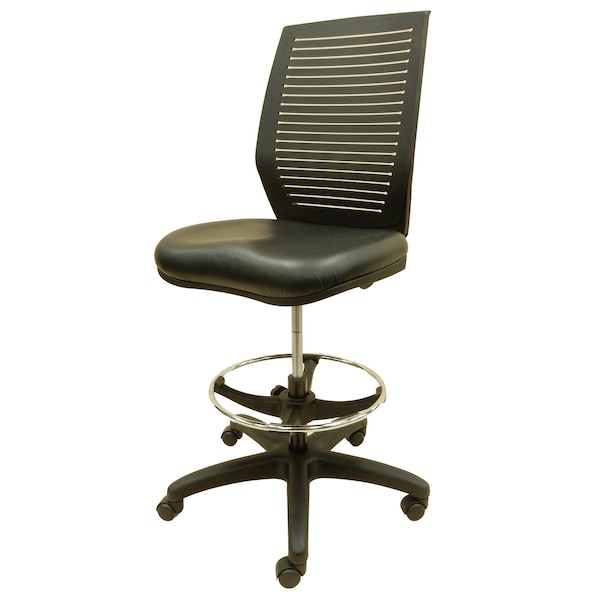 Workbench Drafting Chair Vinyl Seat Plastic Backrest 20 in to 30 in Seat Height Adj. 300 lb Seat Cap